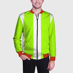 Бомбер мужской Color light green white stripes, цвет: 3D-красный — фото 2
