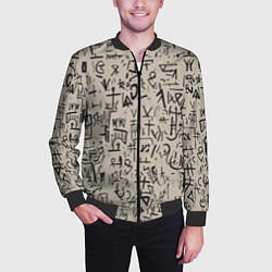 Бомбер мужской Иероглифы маори, цвет: 3D-черный — фото 2