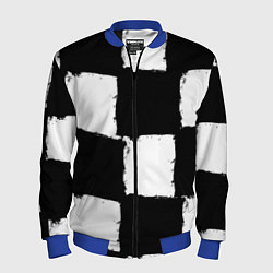 Мужской бомбер Черные квадраты в виде шахматной доски