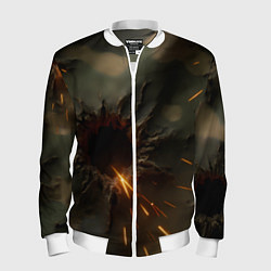 Бомбер мужской Следы от пуль на камуфляже, цвет: 3D-белый