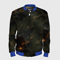 Бомбер мужской Огненные следы от пуль на камуфляже, цвет: 3D-синий