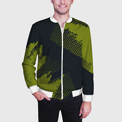 Бомбер мужской Абстрактная текстура в зеленом, цвет: 3D-белый — фото 2