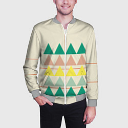 Бомбер мужской Абстрактный лес пирамидки с однотоном, цвет: 3D-меланж — фото 2