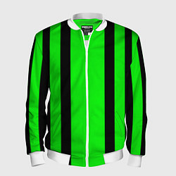 Мужской бомбер Color black and green stripes