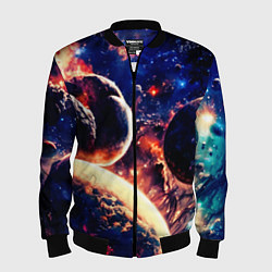 Бомбер мужской Фантастический космос планеты, цвет: 3D-черный