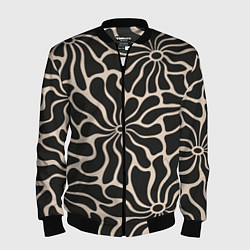 Бомбер мужской Цветы black pattern, цвет: 3D-черный
