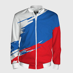Бомбер мужской Белый Синий Красный, цвет: 3D-белый