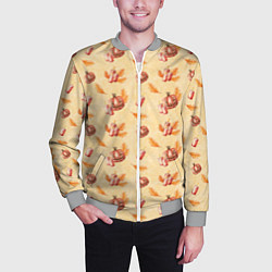 Бомбер мужской Хеллоуин с тыквой и листьями, цвет: 3D-меланж — фото 2