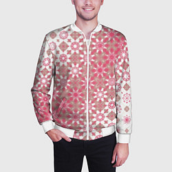 Бомбер мужской Звездная россыпь-розовый, цвет: 3D-белый — фото 2