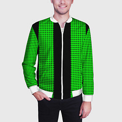 Бомбер мужской Color background black green, цвет: 3D-белый — фото 2