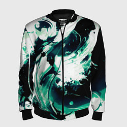 Бомбер мужской Чёрно-зелёный абстракция волна, цвет: 3D-черный