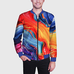 Бомбер мужской Красно-синие масляные краски смешение абстракция, цвет: 3D-синий — фото 2