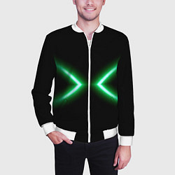 Бомбер мужской Neon green lines, цвет: 3D-белый — фото 2