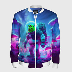 Бомбер мужской Шрек бравый космонавт на планете неоновых грибов, цвет: 3D-белый