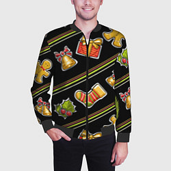 Бомбер мужской Рождественский дух, цвет: 3D-черный — фото 2