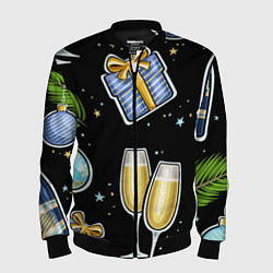 Бомбер мужской Новогодний вайб, цвет: 3D-черный