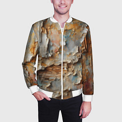 Бомбер мужской Старая штукатурка на стене - абстракция, цвет: 3D-белый — фото 2