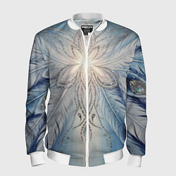 Бомбер мужской Ледяной перьевой орнамент со светом, цвет: 3D-белый
