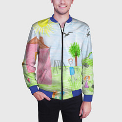 Бомбер мужской Детские рисунки, цвет: 3D-синий — фото 2