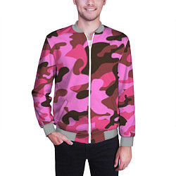 Бомбер мужской Камуфляж: розовый/коричневый, цвет: 3D-меланж — фото 2