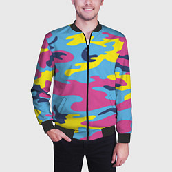 Бомбер мужской Камуфляж: голубой/розовый/желтый, цвет: 3D-черный — фото 2