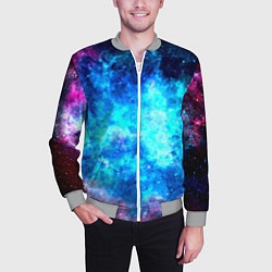 Бомбер мужской Голубая вселенная, цвет: 3D-меланж — фото 2