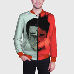 Бомбер мужской Norton: White & Red, цвет: 3D-красный — фото 2