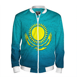 Бомбер мужской Флаг Казахстана, цвет: 3D-белый