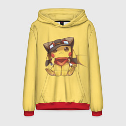 Толстовка-худи мужская Pikachu, цвет: 3D-красный
