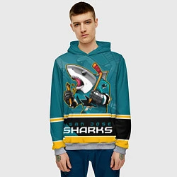 Толстовка-худи мужская San Jose Sharks, цвет: 3D-меланж — фото 2