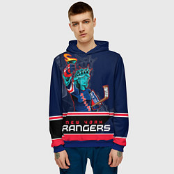 Толстовка-худи мужская New York Rangers, цвет: 3D-синий — фото 2