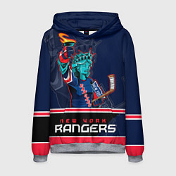 Толстовка-худи мужская New York Rangers, цвет: 3D-меланж