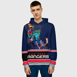 Толстовка-худи мужская New York Rangers, цвет: 3D-меланж — фото 2