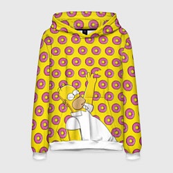 Толстовка-худи мужская Пончики Гомера Симпсона, цвет: 3D-белый