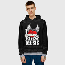 Толстовка-худи мужская I Love Rock Music, цвет: 3D-меланж — фото 2
