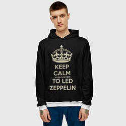 Толстовка-худи мужская Keep Calm & Led Zeppelin, цвет: 3D-белый — фото 2