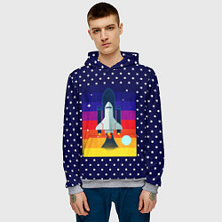 Толстовка-худи мужская Запуск ракеты, цвет: 3D-меланж — фото 2