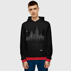 Толстовка-худи мужская Ночной город, цвет: 3D-красный — фото 2
