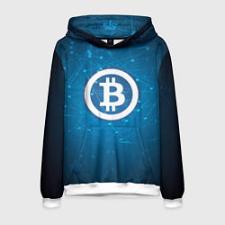 Толстовка-худи мужская Bitcoin Blue, цвет: 3D-белый