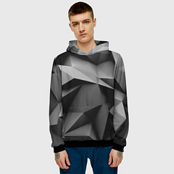 Толстовка-худи мужская Gray abstraction, цвет: 3D-черный — фото 2