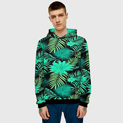 Толстовка-худи мужская Tropical pattern, цвет: 3D-черный — фото 2