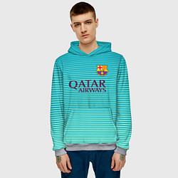 Толстовка-худи мужская Barcelona FC: Aqua, цвет: 3D-меланж — фото 2