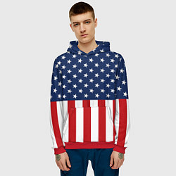 Толстовка-худи мужская Флаг США, цвет: 3D-красный — фото 2