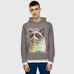 Толстовка-худи мужская Grumpy Cat, цвет: 3D-белый — фото 2