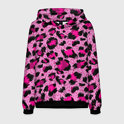 Толстовка-худи мужская Розовый леопард, цвет: 3D-черный