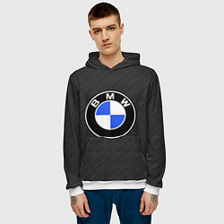 Толстовка-худи мужская BMW CARBON БМВ КАРБОН, цвет: 3D-белый — фото 2