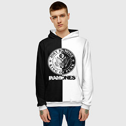 Толстовка-худи мужская Ramones B&W, цвет: 3D-белый — фото 2