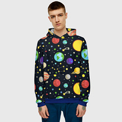 Толстовка-худи мужская Солнечная система, цвет: 3D-синий — фото 2