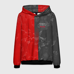 Толстовка-худи мужская Audi: Red & Grey poly, цвет: 3D-черный