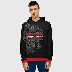 Толстовка-худи мужская Полковник: герб РФ, цвет: 3D-красный — фото 2